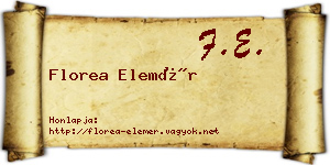 Florea Elemér névjegykártya